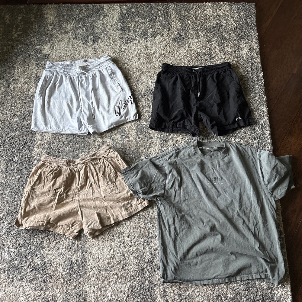 Youngla Gym clothing brand 3 shorts 1 shirt all men’s medium